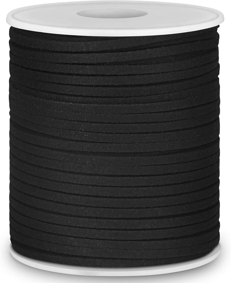 anezus Leather String, Flat Suede Cord Faux Leather Cord Thin Leather Lace for Bracelets, Necklaces, Jewelry Making and Art Crafts (2.7 MM Black) - Image 2